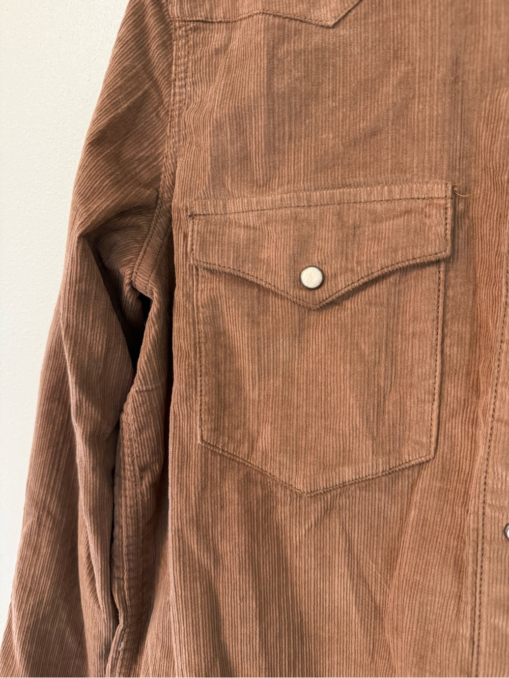 Faherty Stretch Corduroy Western Shirt Saddle Brown Snap Front Size M - Picture 6 of 11
